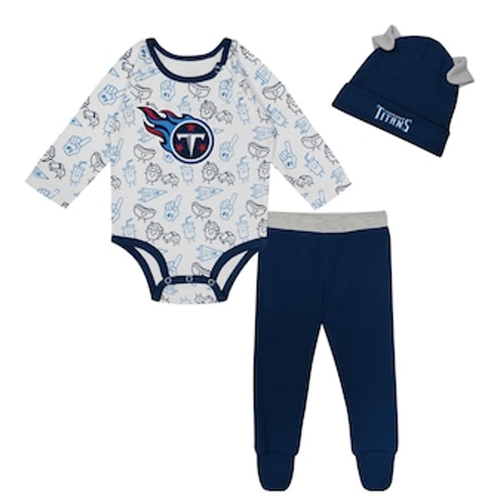 Newborn & Infant Tennessee Titans Little Champ Long Sleeve Bodysuit, Pants Cuffed Knit Hat 3-Piece Set