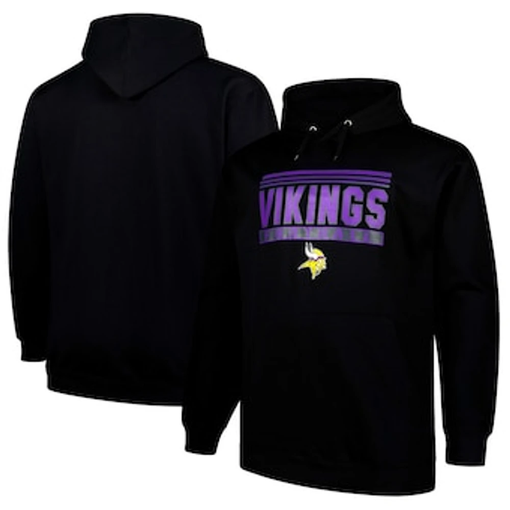 Men's Fanatics Black Minnesota Vikings Big & Tall Pop Pullover Hoodie