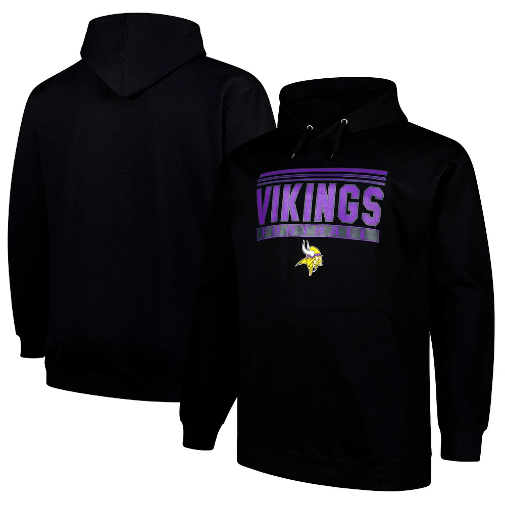 Men's Fanatics Black Minnesota Vikings Big & Tall Pop Pullover Hoodie