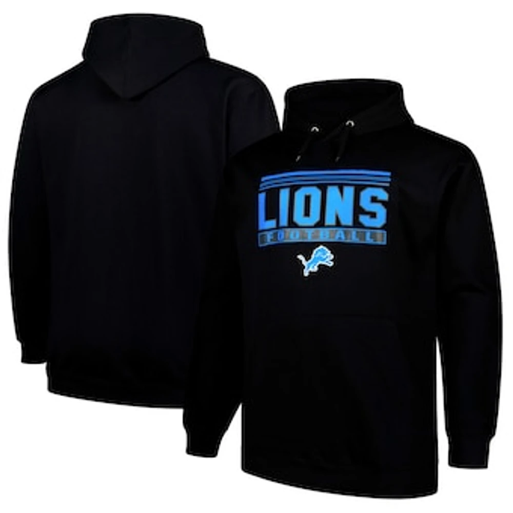 Men's Fanatics Black Detroit Lions Big & Tall Pop Pullover Hoodie