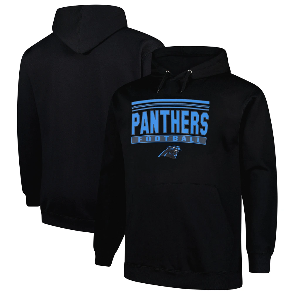 Men's Fanatics Black Carolina Panthers Big & Tall Pop Pullover Hoodie