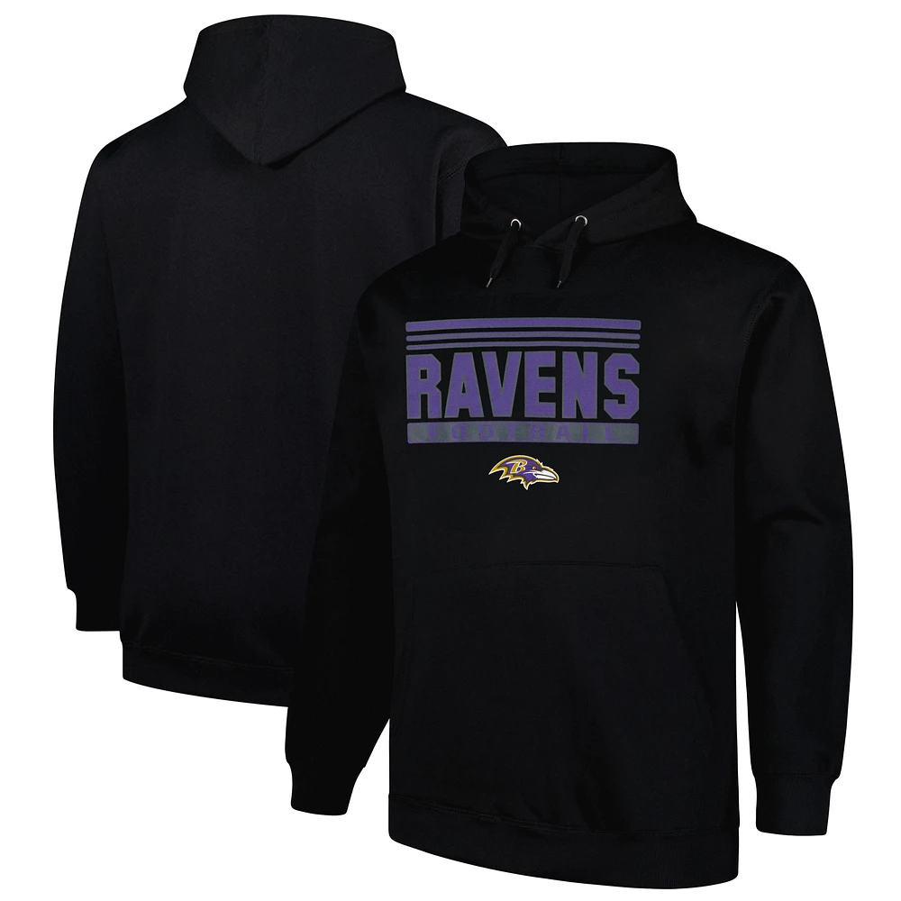 Men's Fanatics Black Baltimore Ravens Big & Tall Pop Pullover Hoodie