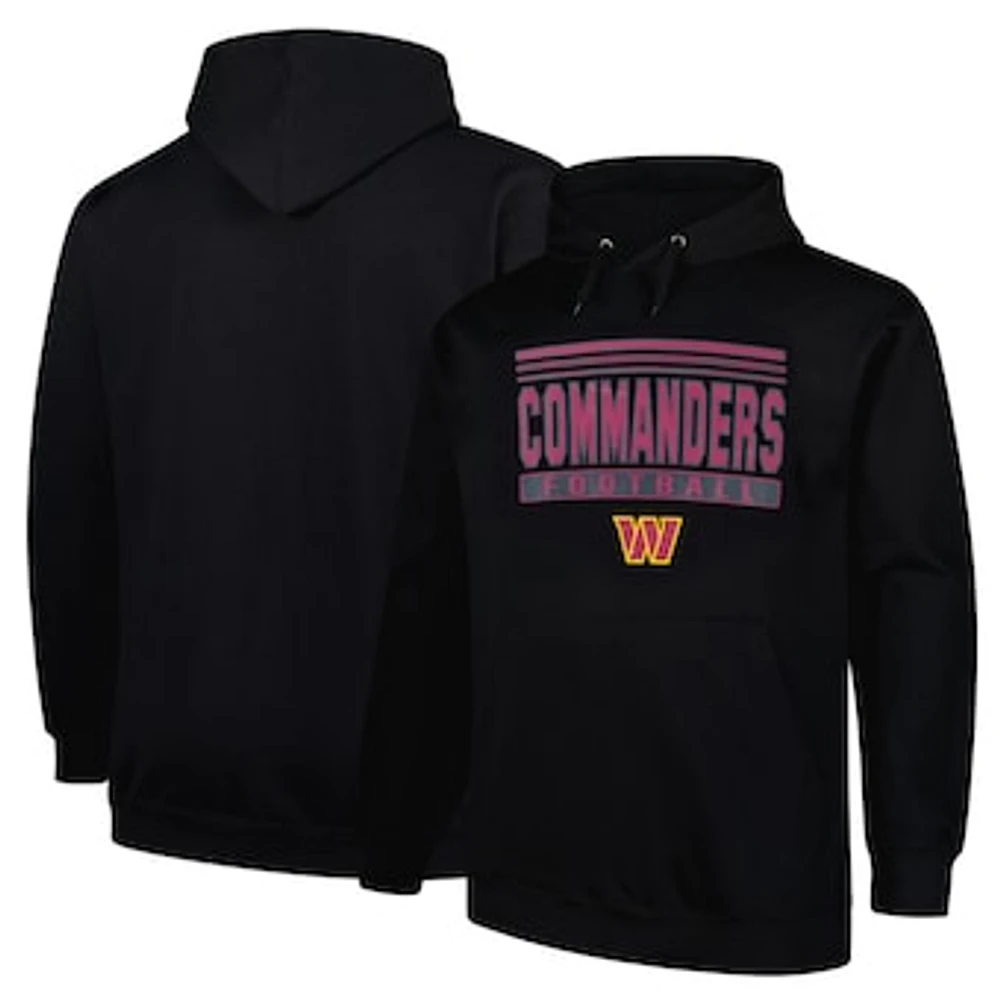 Men's Fanatics Black Washington Commanders Big & Tall Pop Pullover Hoodie