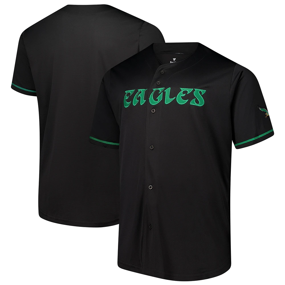 Men's Fanatics  Black Philadelphia Eagles Pop Full-Button Jersey