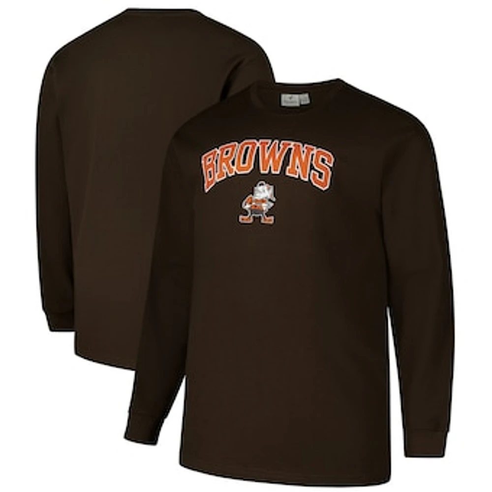 Men's Fanatics Brown Cleveland Browns Big & Tall Throwback Thermal Long Sleeve T-Shirt