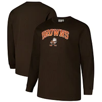 Men's Fanatics Brown Cleveland Browns Big & Tall Throwback Thermal Long Sleeve T-Shirt