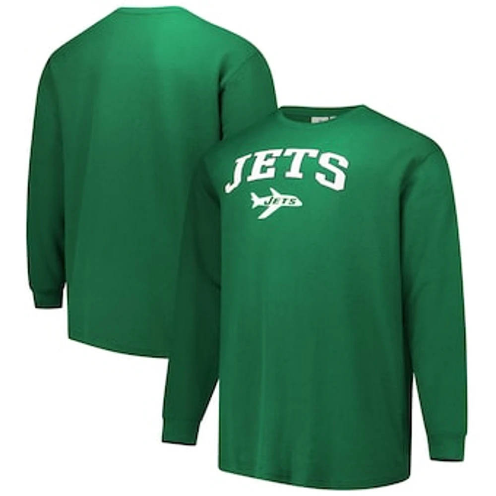 Men's Fanatics Kelly Green New York Jets Big & Tall Throwback Thermal Long Sleeve T-Shirt