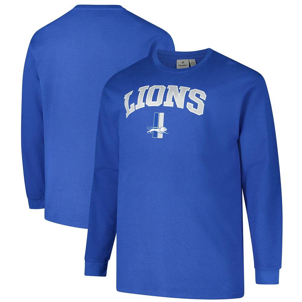 Men's Fanatics Blue Detroit Lions Big & Tall Throwback Thermal Long Sleeve T-Shirt