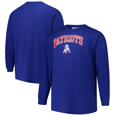 Men's Fanatics Royal New England Patriots Big & Tall Throwback Thermal Long Sleeve T-Shirt