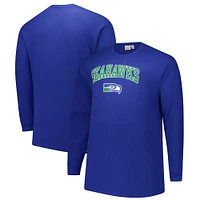 Men's Fanatics Royal Seattle Seahawks Big & Tall Throwback Thermal Long Sleeve T-Shirt