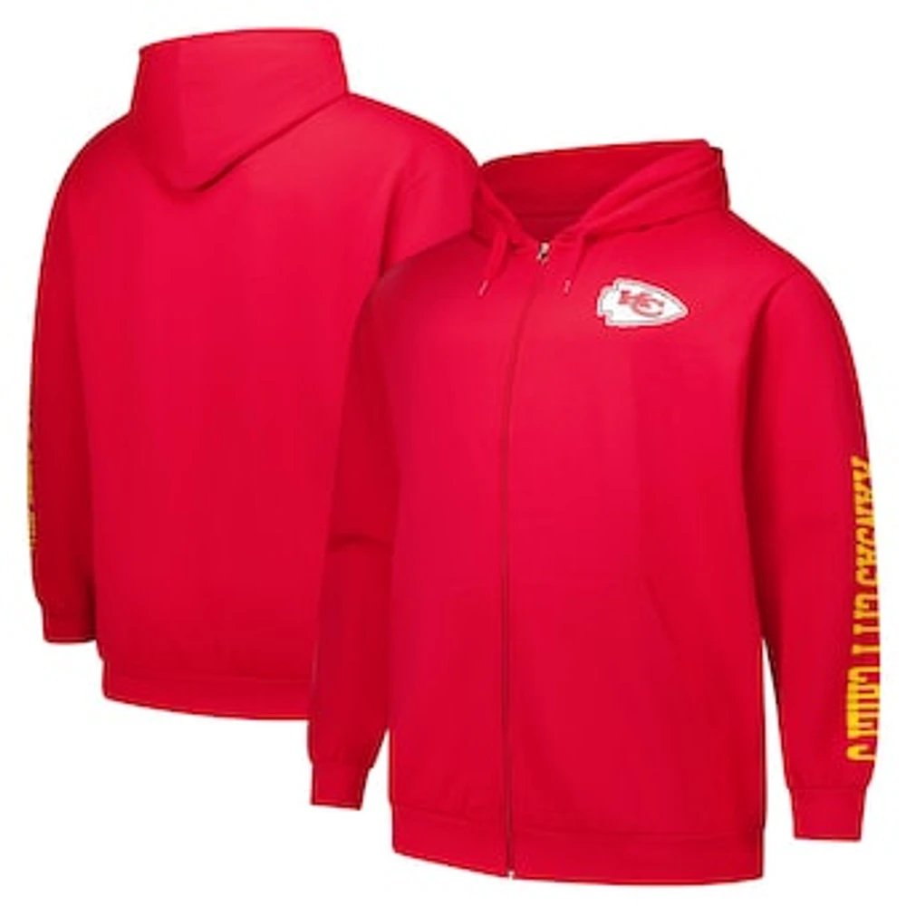 Men's Fanatics  Red Kansas City Chiefs Big & Tall Sleeve Hit Full-Zip Hoodie