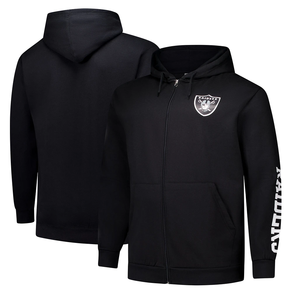 Men's Fanatics  Black Las Vegas Raiders Big & Tall Sleeve Hit Full-Zip Hoodie