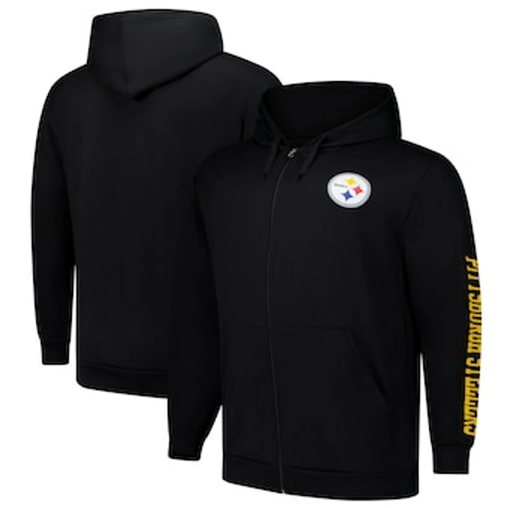 Men's Fanatics  Black Pittsburgh Steelers Big & Tall Full-Zip Hoodie