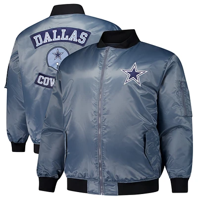 Men's Mitchell & Ness Charcoal Dallas Cowboys Big Tall Bomber Full-Zip Jacket