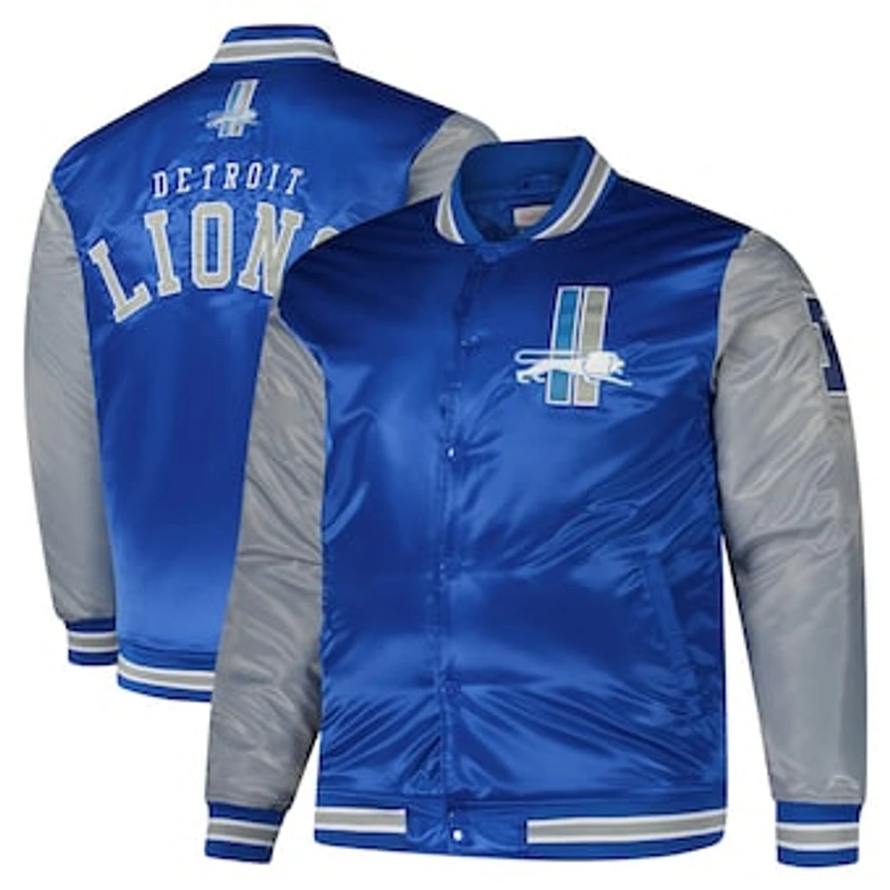 Men's Mitchell & Ness Blue Detroit Lions Team Satin Jacket