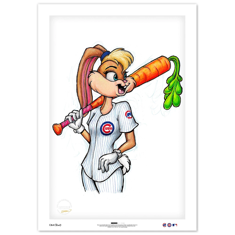 Lola Bunny Chicago Cubs 24" x 36" Looney Tunes Fine Art Print - Limited Edition