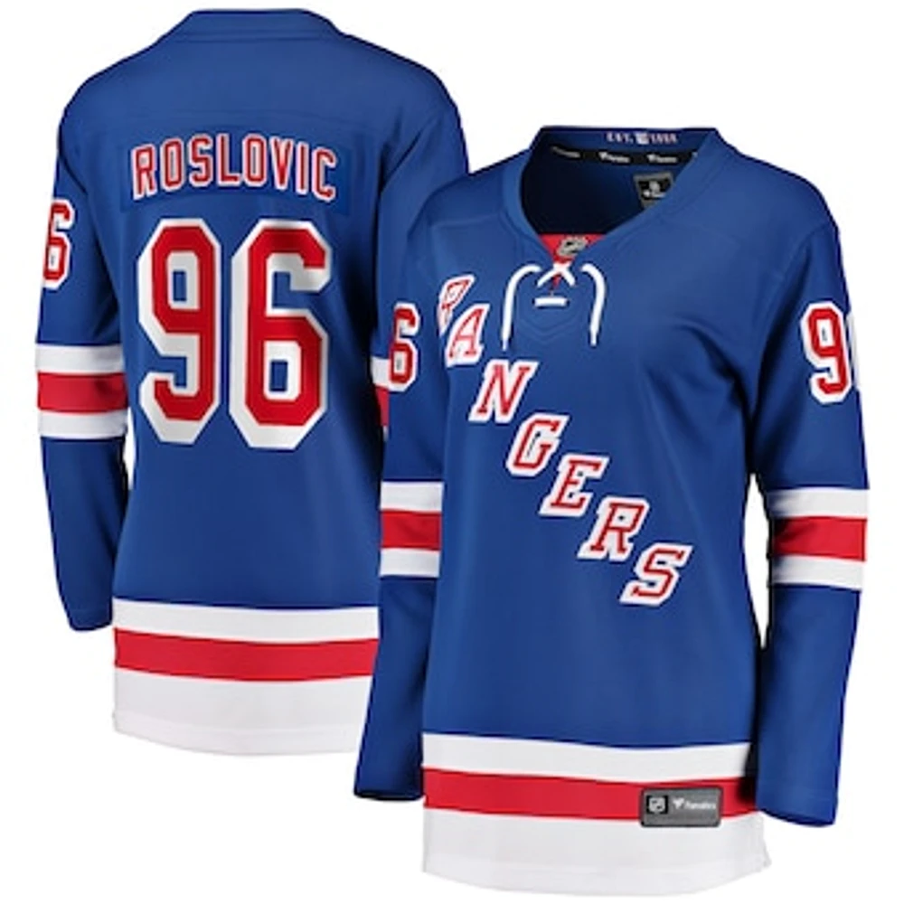 Women's Fanatics Jack Roslovic Blue New York Rangers Home Breakaway Player Jersey