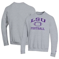 Men's Champion Heather Gray LSU Tigers Football Icon Pullover Sweatshirt