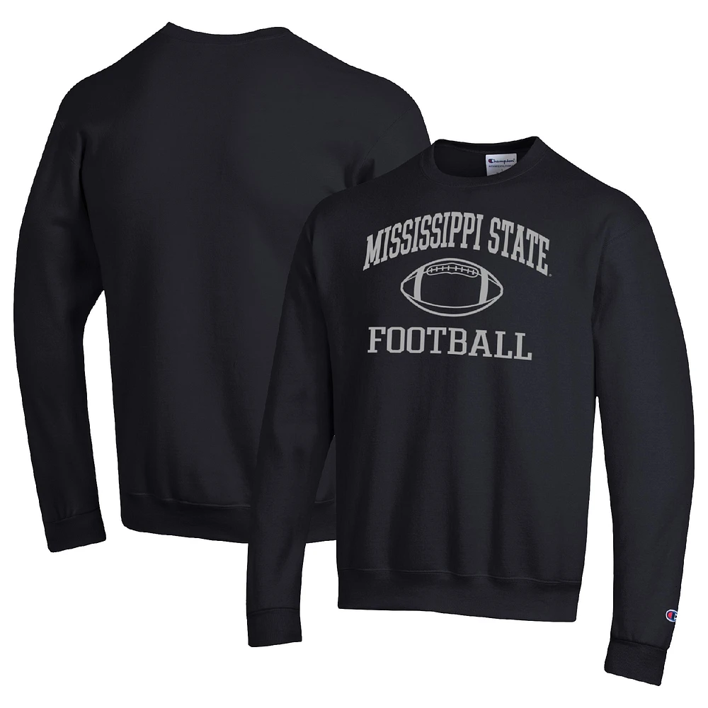 Men's Champion Black Mississippi State Bulldogs Football Icon Pullover Sweatshirt