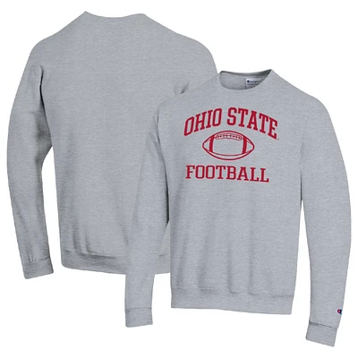 Men's Champion Heather Gray Ohio State Buckeyes Football Icon Pullover Sweatshirt