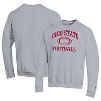 Men's Champion Heather Gray Ohio State Buckeyes Football Icon Pullover Sweatshirt