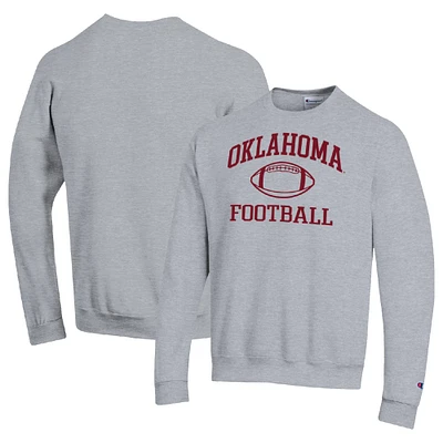 Men's Champion Heather Gray Oklahoma Sooners Football Icon Pullover Sweatshirt