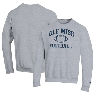 Men's Champion Heather Gray Ole Miss Rebels Football Icon Pullover Sweatshirt