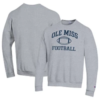 Men's Champion Heather Gray Ole Miss Rebels Football Icon Pullover Sweatshirt