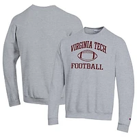 Men's Champion Heather Gray Virginia Tech Hokies Football Icon Pullover Sweatshirt