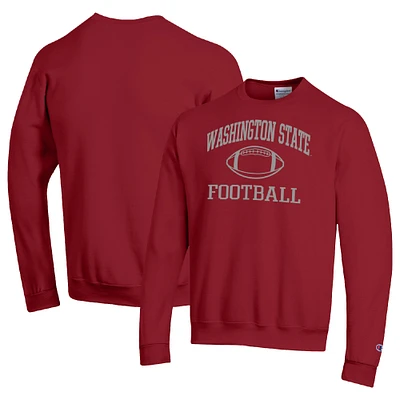 Men's Champion Crimson Washington State Cougars Football Icon Pullover Sweatshirt