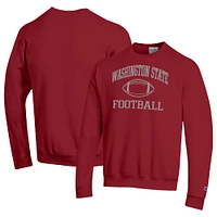 Men's Champion Crimson Washington State Cougars Football Icon Pullover Sweatshirt