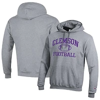 Men's Champion Heather Gray Clemson Tigers Football Icon Pullover Hoodie