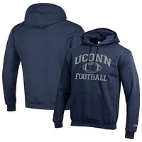 Men's Champion Navy UConn Huskies Football Icon Pullover Hoodie