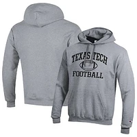Men's Champion Heather Gray Texas Tech Red Raiders Football Icon Pullover Hoodie
