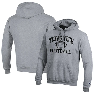 Men's Champion Heather Gray Texas Tech Red Raiders Football Icon Pullover Hoodie
