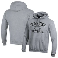 Men's Champion Heather Gray Texas Tech Red Raiders Football Icon Pullover Hoodie