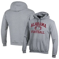 Men's Champion Heather Gray Alabama Crimson Tide Football Icon Pullover Hoodie