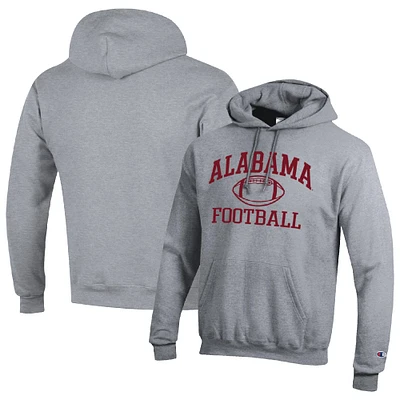 Men's Champion Heather Gray Alabama Crimson Tide Football Icon Pullover Hoodie