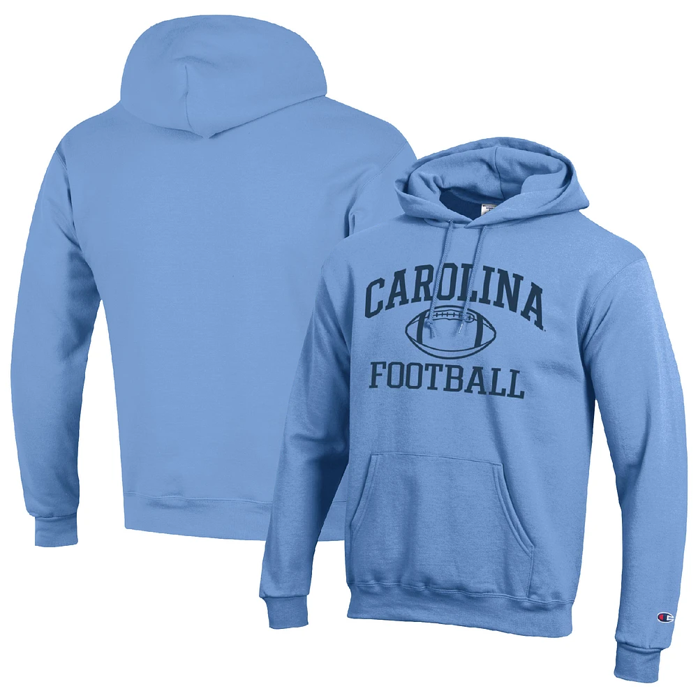 Men's Champion Carolina Blue North Tar Heels Football Icon Pullover Hoodie