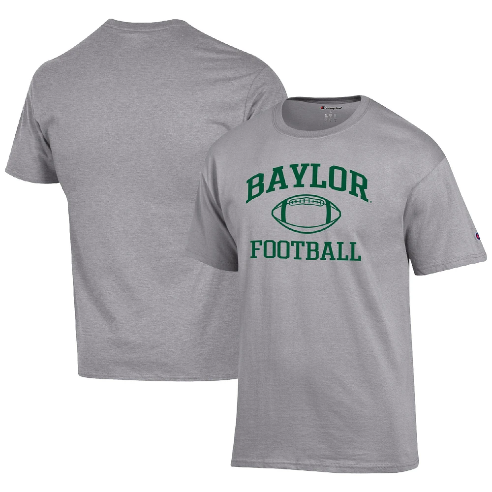Men's Champion Heather Gray Baylor Bears Football Icon T-Shirt