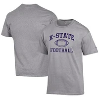 Men's Champion Heather Gray Kansas State Wildcats Football Icon  T-Shirt