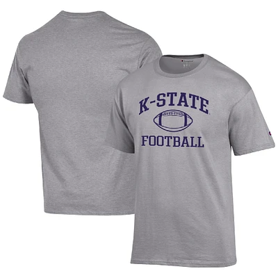 Men's Champion Heather Gray Kansas State Wildcats Football Icon  T-Shirt