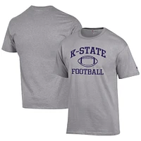 Men's Champion Heather Gray Kansas State Wildcats Football Icon  T-Shirt