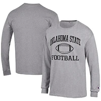 Men's Champion Heather Gray Oklahoma State Cowboys Football Icon Long Sleeve T-Shirt
