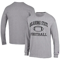 Men's Champion Heather Gray Oklahoma State Cowboys Football Icon Long Sleeve T-Shirt