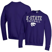Men's Champion Purple Kansas State Wildcats Football Stacked Pullover Sweatshirt