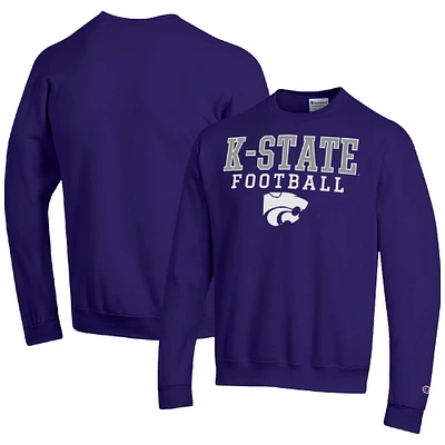 Men's Champion Purple Kansas State Wildcats Football Stacked Pullover Sweatshirt