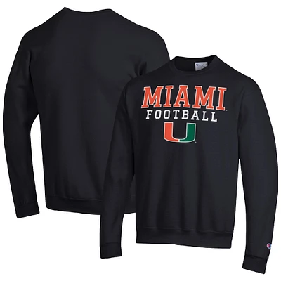 Men's Champion Miami Hurricanes Football Stacked Pullover Sweatshirt