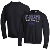 Men's Champion Black Kansas State Wildcats Football Stacked Pullover Sweatshirt