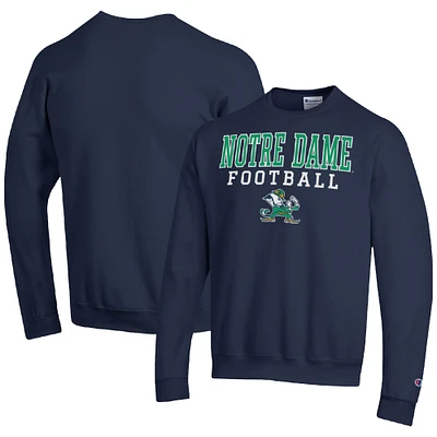 Men's Champion Navy Notre Dame Fighting Irish Football Stacked Pullover Sweatshirt